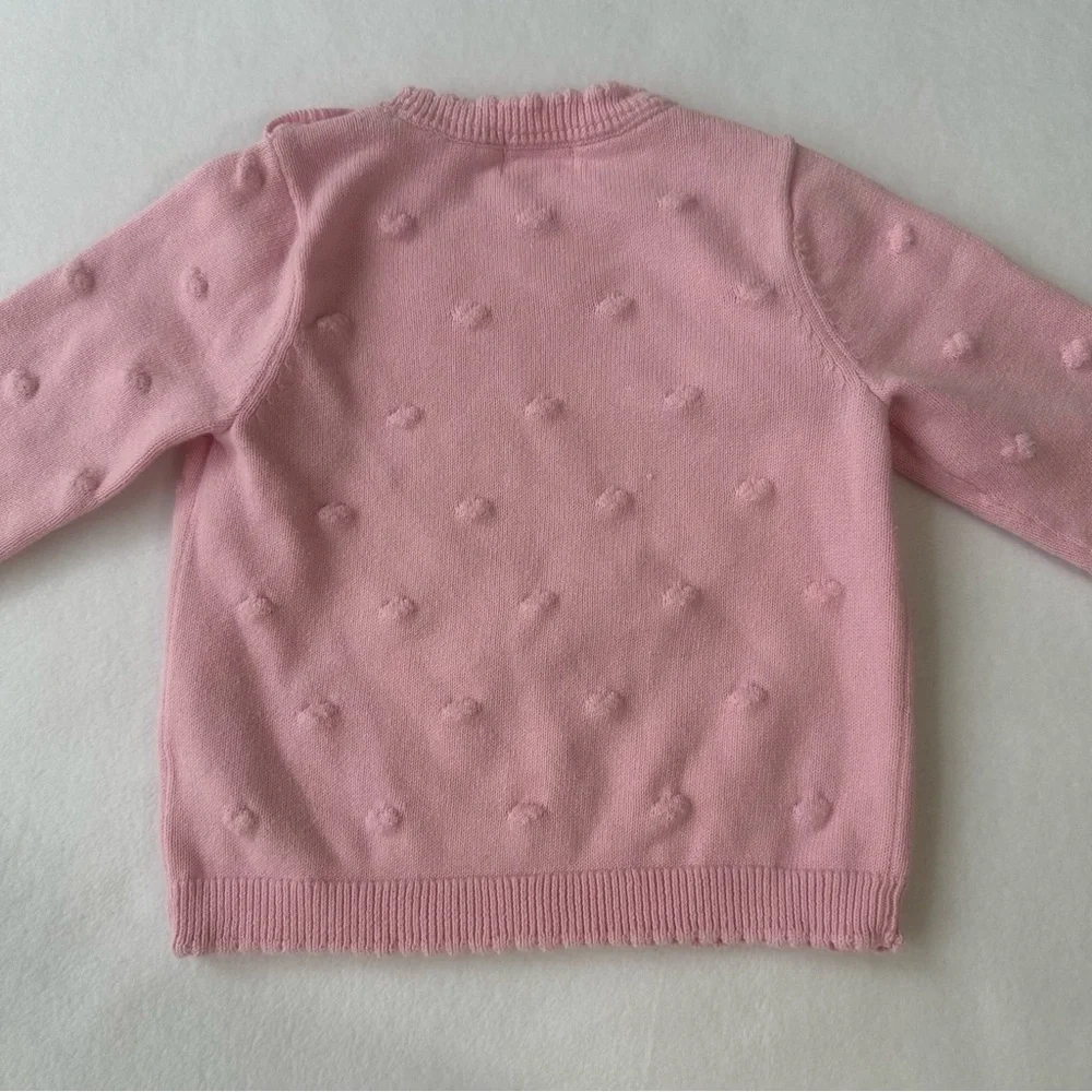 Cat & Jack Heart Stamped Sweater Crewneck Soft Pink Baby Girl Size 18M